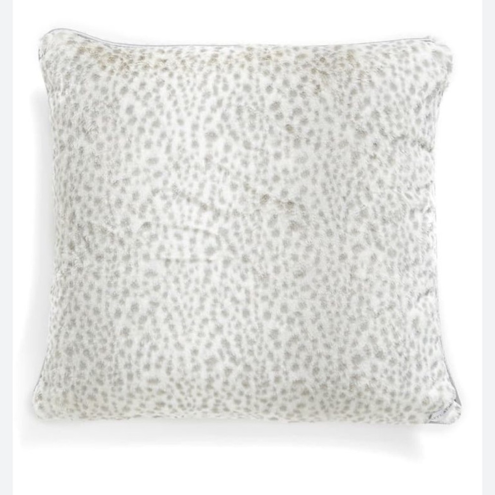 Giraffe at Home Snow Leopard Faux Fur Throw Pillow